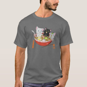 Camiseta Ramen Cat Kawaii Neko Anime Gatos Noodles Japonese