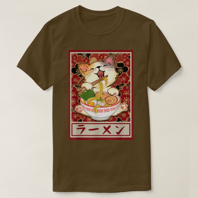 Camiseta Ramen Cat Kawaii Neko Anime Japanese Food Teens Bo (Frente do Design)