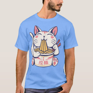 Camiseta Ramen Cat Kawaii Neko Japonês Noodles Anime Engraç