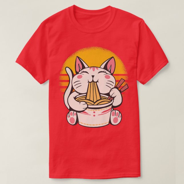 Camiseta Ramen Cat Lover Kawaii Anime Premium T-Shirt (Frente do Design)