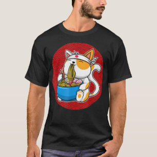 Camiseta Ramen Cat Neko Anime Cat Lover Kawaii Gir Japonês