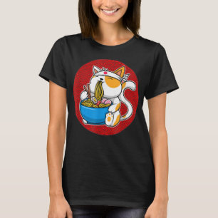 Camiseta Ramen Cat Neko Anime Cat Lover Kawaii Gir Japonês