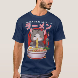 Camiseta Ramen Cat Neko Anime Kawaii Japanese Gifts Women G
