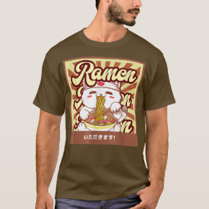 Camiseta Ramen Cat Neko Anime Kawaii Japonês Cat Lover Tee
