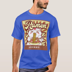 Camiseta Ramen Cat Neko Anime Kawaii Japonês Cat Lover Tee