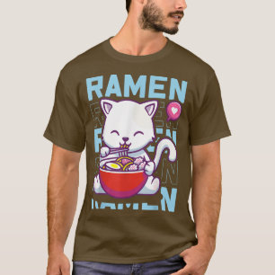 Camiseta Ramen Cat Neko Anime Kawaii Japonês Merch Gifts W
