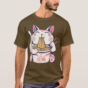 Camiseta Ramen Cat Neko Anime Kawaii Japonês Merch Gifts W