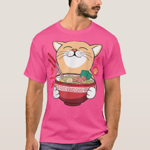 Camiseta Ramen Cat Neko Anime Kawaii Japonês Merch Gifts W