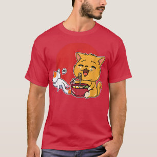 Camiseta Ramen Cat Neko Anime Kawaii Noodle Merch Japonês