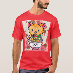 Camiseta Ramen Cat Neko Japonês Kawaii Anime Cat Ramen Noo