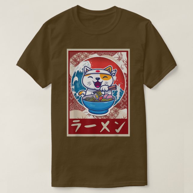 Camiseta Ramen Cat Shirt Kawaii Anime Japanese Food Gift Te (Frente do Design)
