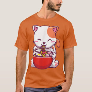 Camiseta Ramen  Cat T Kawaii Anime Tee Japanese Noodles 