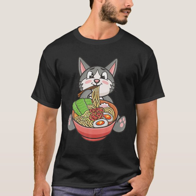 Camiseta Ramen Cats Kawaii Kitten Anime House Cat Idea (Frente)