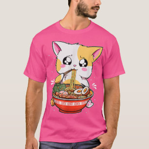 Camiseta Ramen Comendo Cat Kawaii Anime Baka Japonês