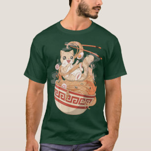 Camiseta Ramen comendo gato-de-gato