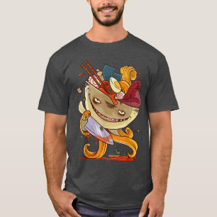 Camiseta Ramen Comida Monster t Kawaii Anime Tee Japonês