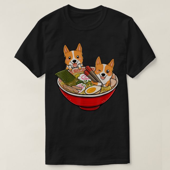 Camiseta Ramen Corgi Dog 1153 (Frente do Design)