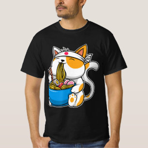 Camiseta Ramen Cute Cat Kawaii Anime Comida japonesa Neko C