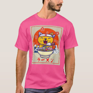 Camiseta Ramen Cute Cat Kawaii Anime Comida japonesa Neko T