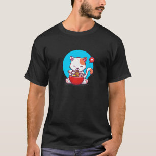 Camiseta Ramen Cute Cat T Kawaii Anime Tee Japonês Present