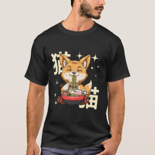 Camiseta Ramen de Anime de Raposa Otaku de Gato Kawaii