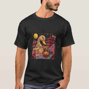 Camiseta Ramen de Pato Kawaii Torre Pagode Flores de Sakura