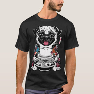 Camiseta Ramen de pug com tatuagem japonesa
