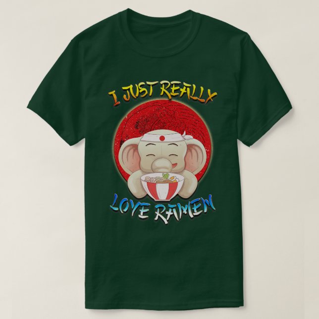 Camiseta Ramen Elephant Kawaii Anime Gifts Love Ramen Japão (Frente do Design)