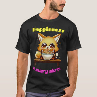 Camiseta Ramen Fox Cute Kawaii Japonês Animes Noodles Gift