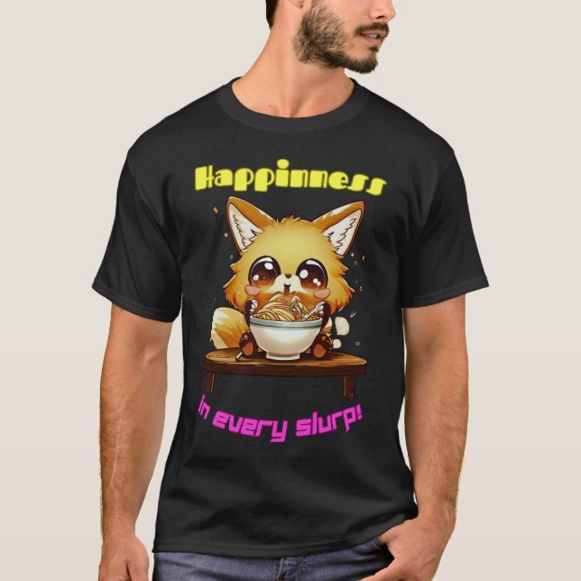 Camiseta Ramen Fox Cute Kawaii Japonês Animes Noodles Gift (Frente)