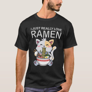 Camiseta Ramen Gata Animação Kawaii Comida Japonesa Como