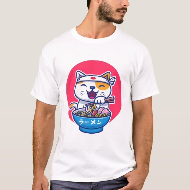 Camiseta Ramen gato fofo (Frente)