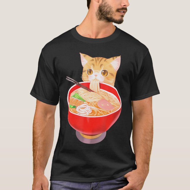 Camiseta Ramen Gato Kawaii Neko Anime Japonês (Frente)