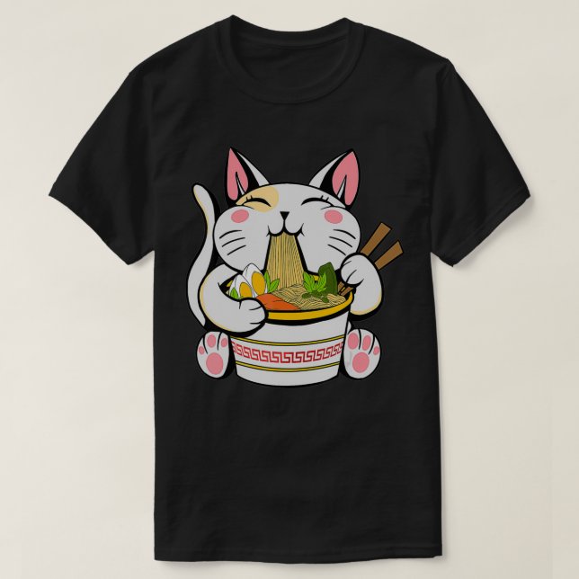 Camiseta Ramen Japonês Kawaii Cat Anime (Frente do Design)