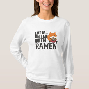 Camiseta Ramen Japonês Noodle Cute Fox Come Ramen