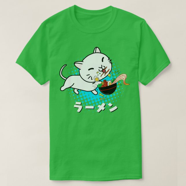 Camiseta Ramen Japonês Noodles Soup Kawaii Cat (Frente do Design)