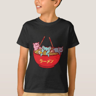 Camiseta Ramen japoneses adoráveis engraçados do gato do
