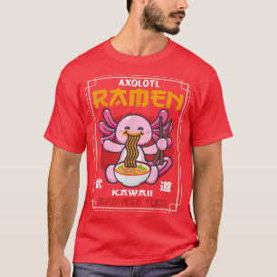 Camiseta Ramen Kawaii Axolotl comendo macarrões Comida japo