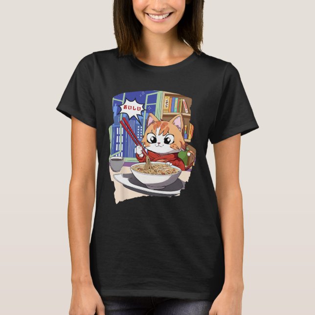 Camiseta Ramen Kawaii Cat Anime (Frente)