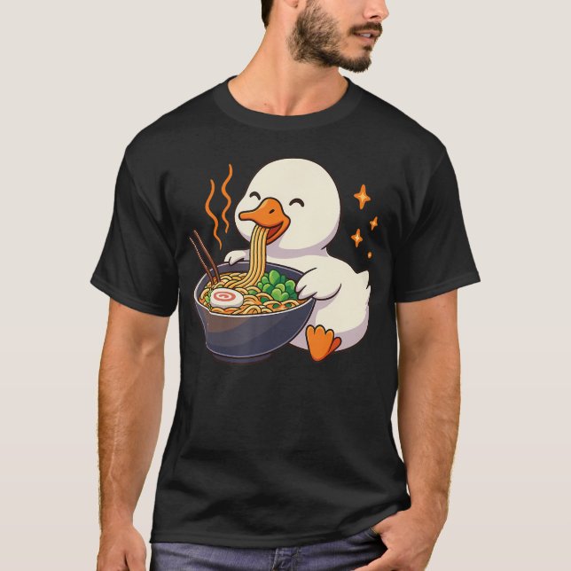 Camiseta Ramen Kawaii Ganso Com Macarrão (Frente)