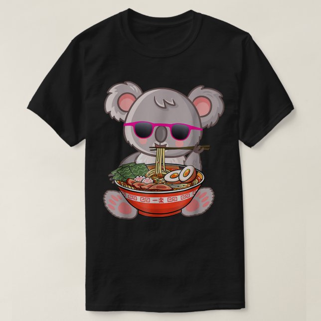 Camiseta Ramen Koala Anime Otaku Japonês Noodles Gift Girl (Frente do Design)
