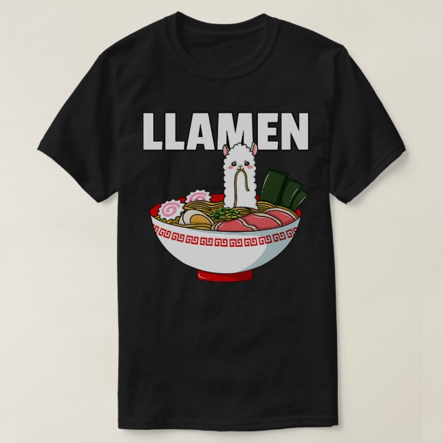 Camiseta Ramen Llama Noodle Llamen Japonês Taça Miso (Frente do Design)
