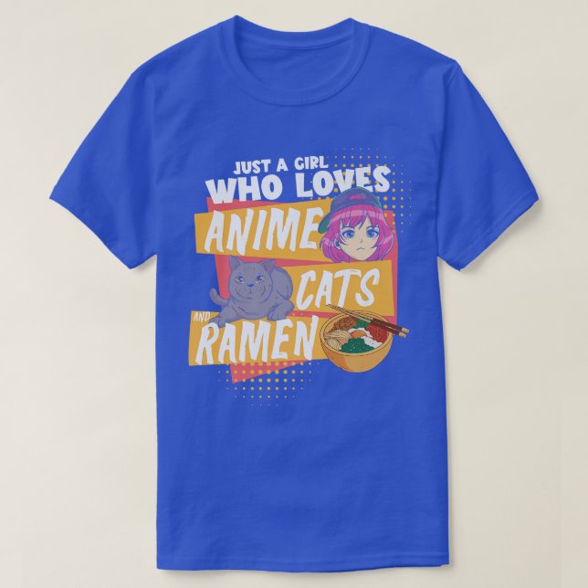 Camiseta Ramen Lover Apenas Uma Menina Que Ama Gatos De Ani (Frente do Design)
