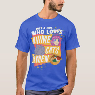 Camiseta Ramen Lover Apenas Uma Menina Que Ama Gatos De Ani