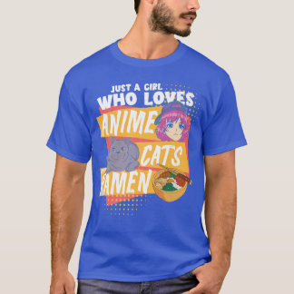 Camiseta Ramen Lover Apenas Uma Menina Que Ama Gatos De Ani
