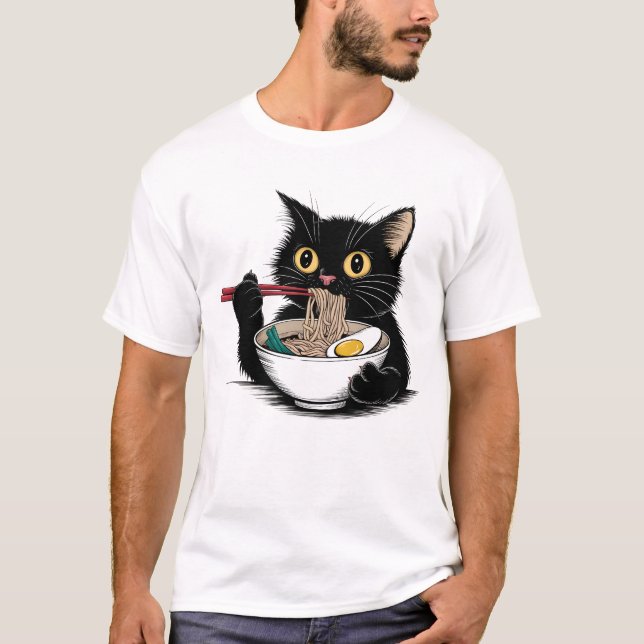 Camiseta Ramen Lover Black Cat (Frente)