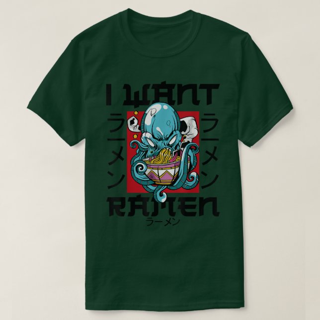 Camiseta Ramen Noodle Bowl Adora Japonês Kawaii Octopus I W (Frente do Design)