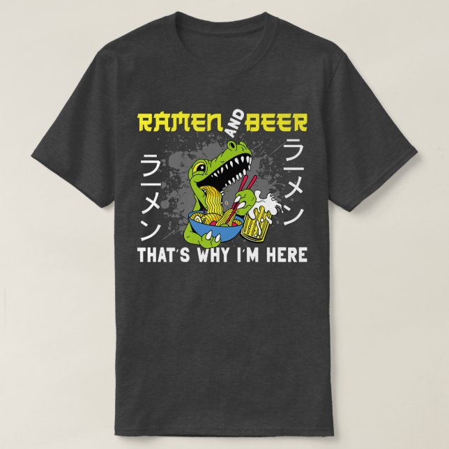 Camiseta Ramen Noodle Bowl Adora Kawaii Crocodilo A Japonês (Frente do Design)
