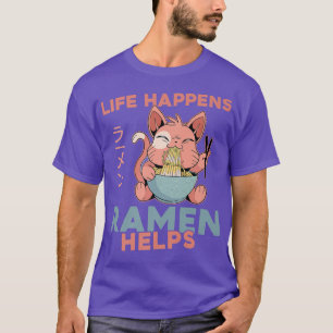 Camiseta Ramen Noodle Bowl Adora Kawaii Japonês Cat Life Ha