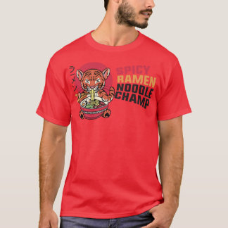 Camiseta Ramen Noodle Bowl Adora Kawaii Tiger Spicy Japonês